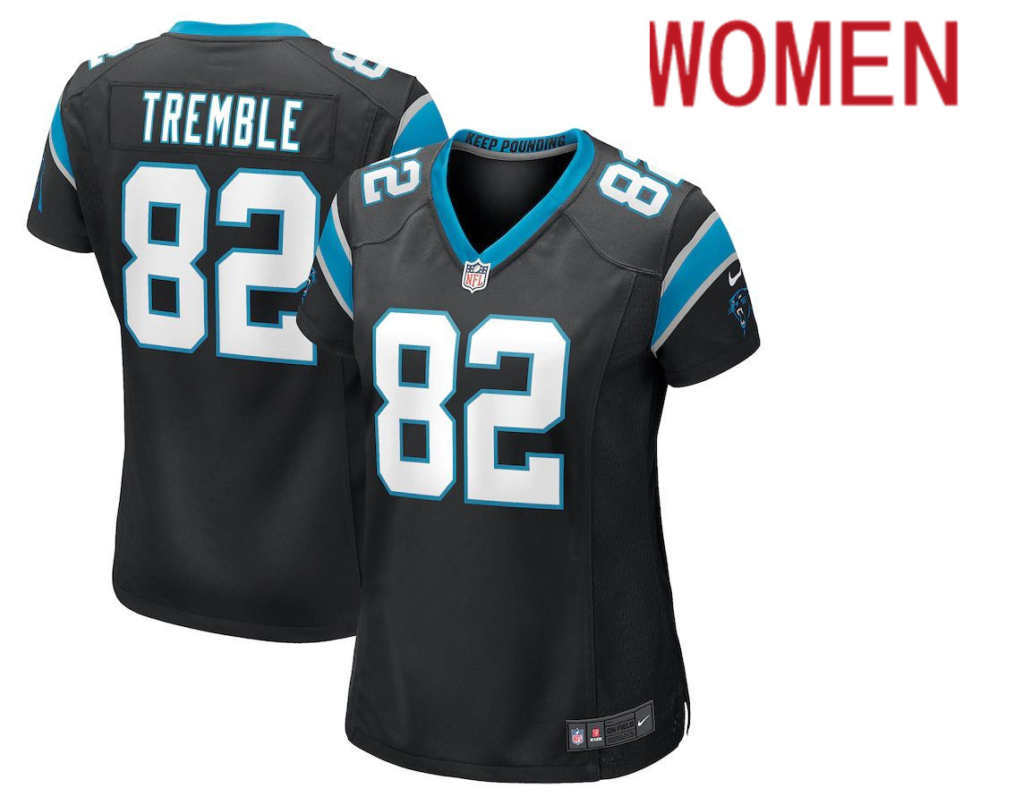 Women Carolina Panthers #82 Tommy Tremble Nike Black Game NFL Jersey
